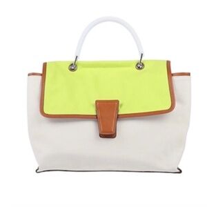 Gianni Chiarini ELETTRA cream and chartreuse hand bag Made in Italy